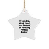 Gifts from Family for Amazing Athletic Trainers - Star Ornament, Dream Big, Work Hard, And Become An Amazing Athletic Trainer. - White Star Shaped Christmas Unique Gifts - Image 1